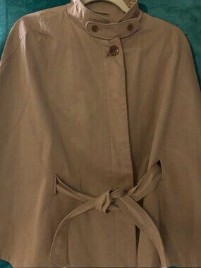 Rare Vintage Banana Republic Hidden Button Cape Coat XL Camel Belted Like New